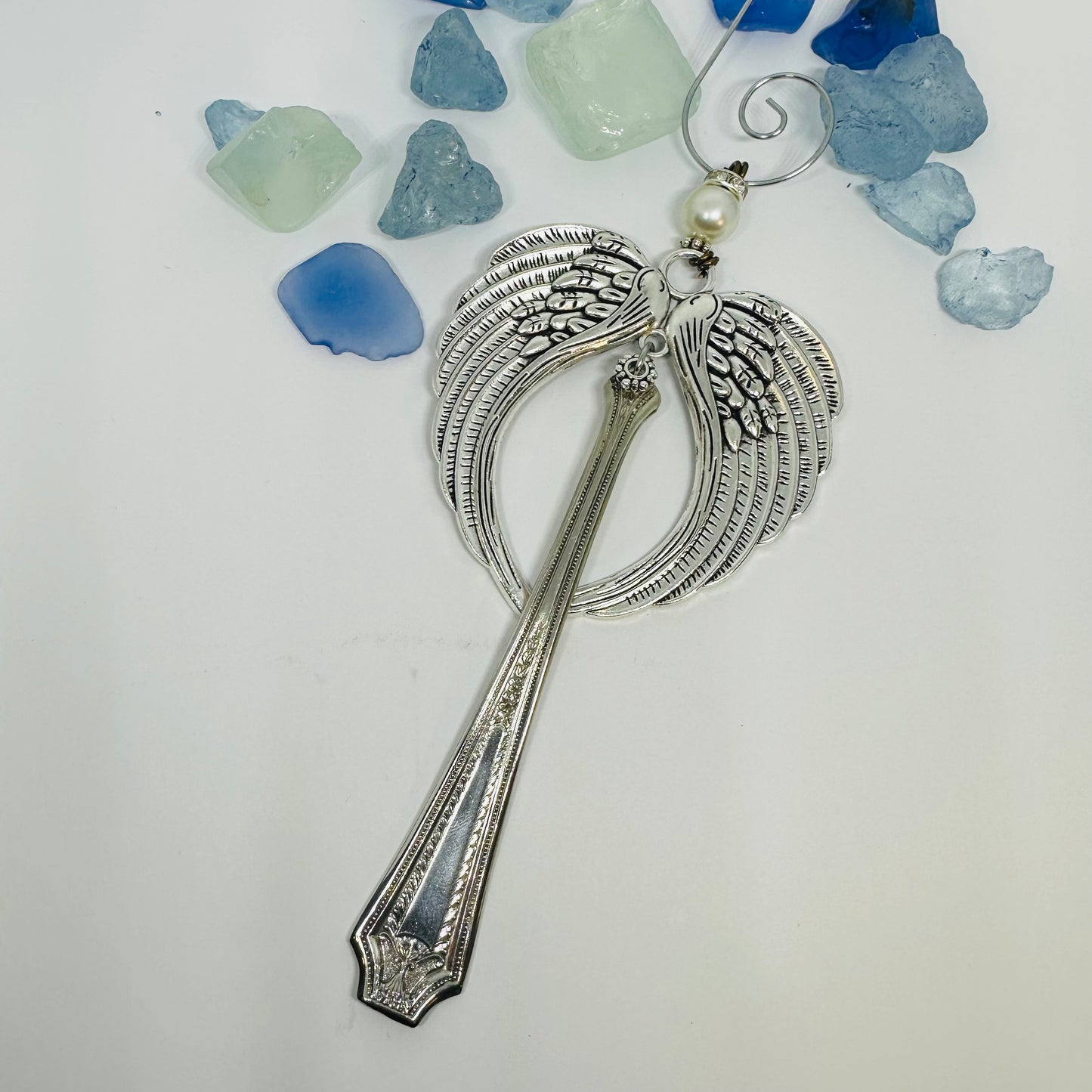 Angel Ornaments and Pendants made with Vintage Silverware