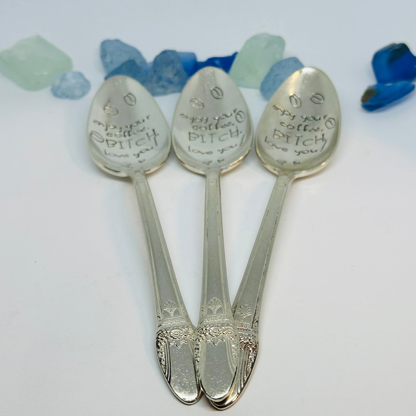 Enjoy Your Coffee/Tea, Bitch! Love you! Hand Stamped Novelty Spoon