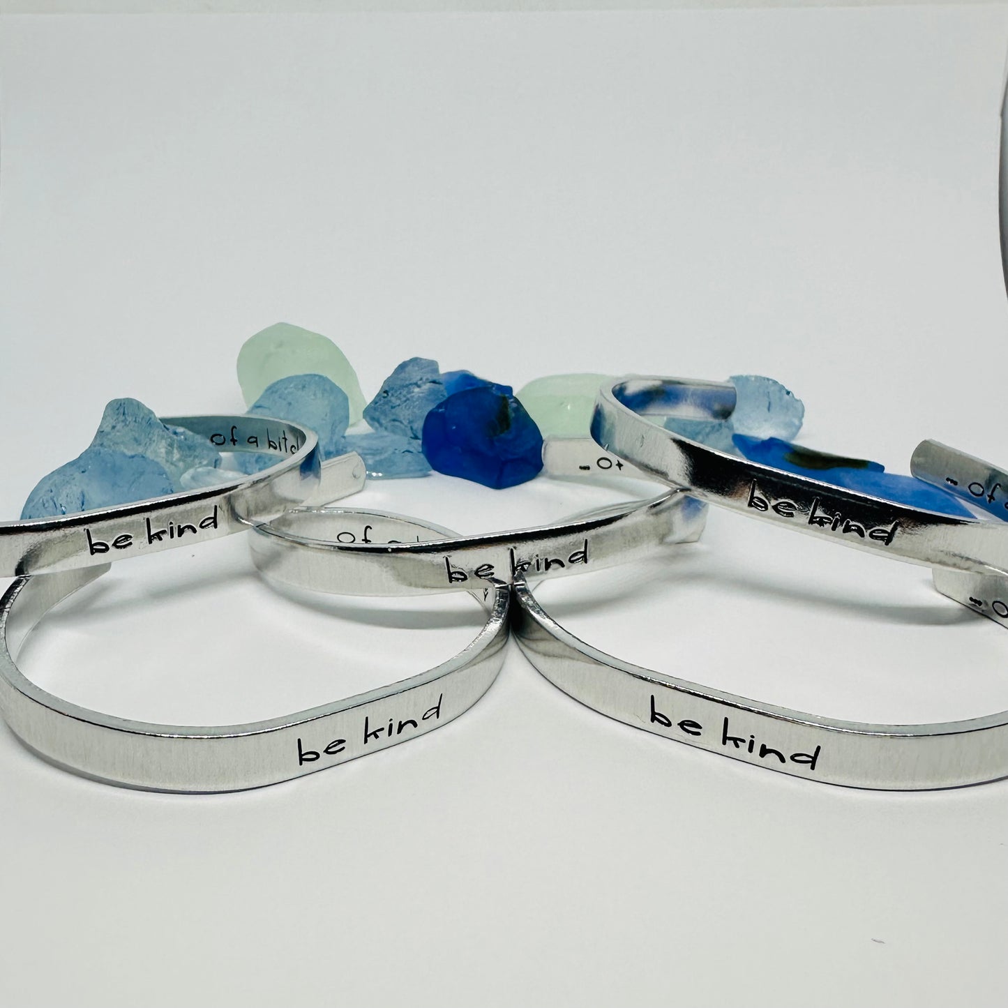 be kind ... of a bitch - Hand Stamped Double-Sided 1/4" Aluminum Cuff