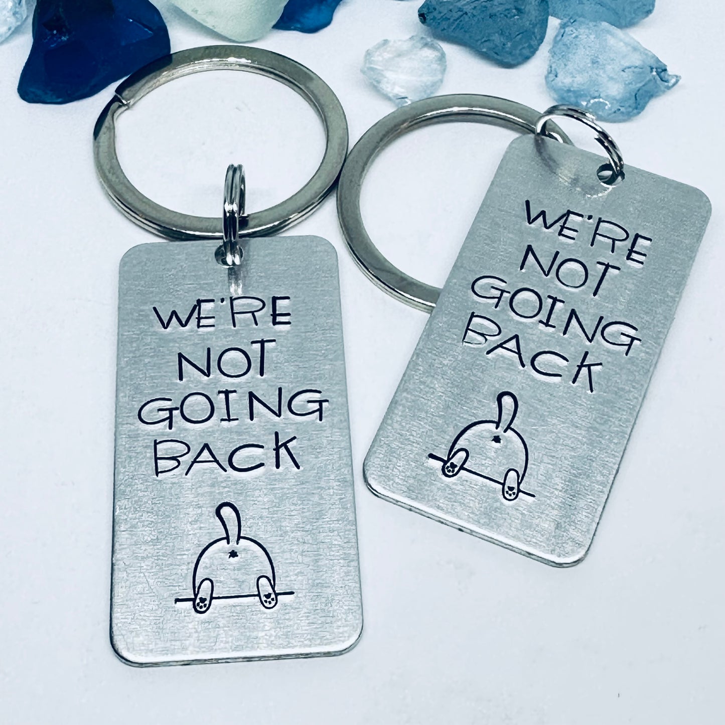 Kamala Harris Tim Walz | Democratic Nominees | Vote 2024 | Presidential Race | Cat Lady | We’re Not Going Back - Hand Stamped Keyring Keychain