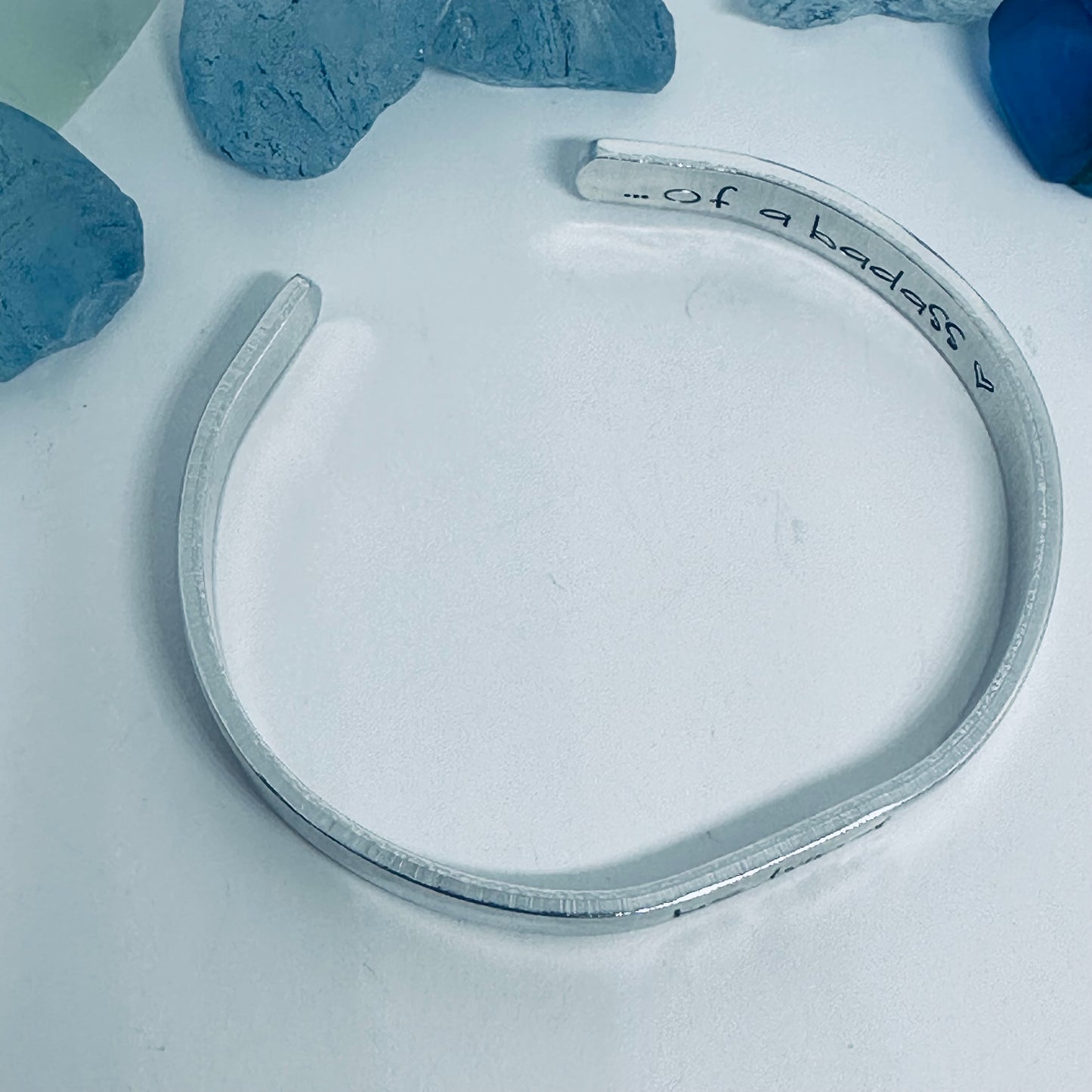 be kind ... of a badass - Hand Stamped Double-Sided 1/4" Aluminum Cuff