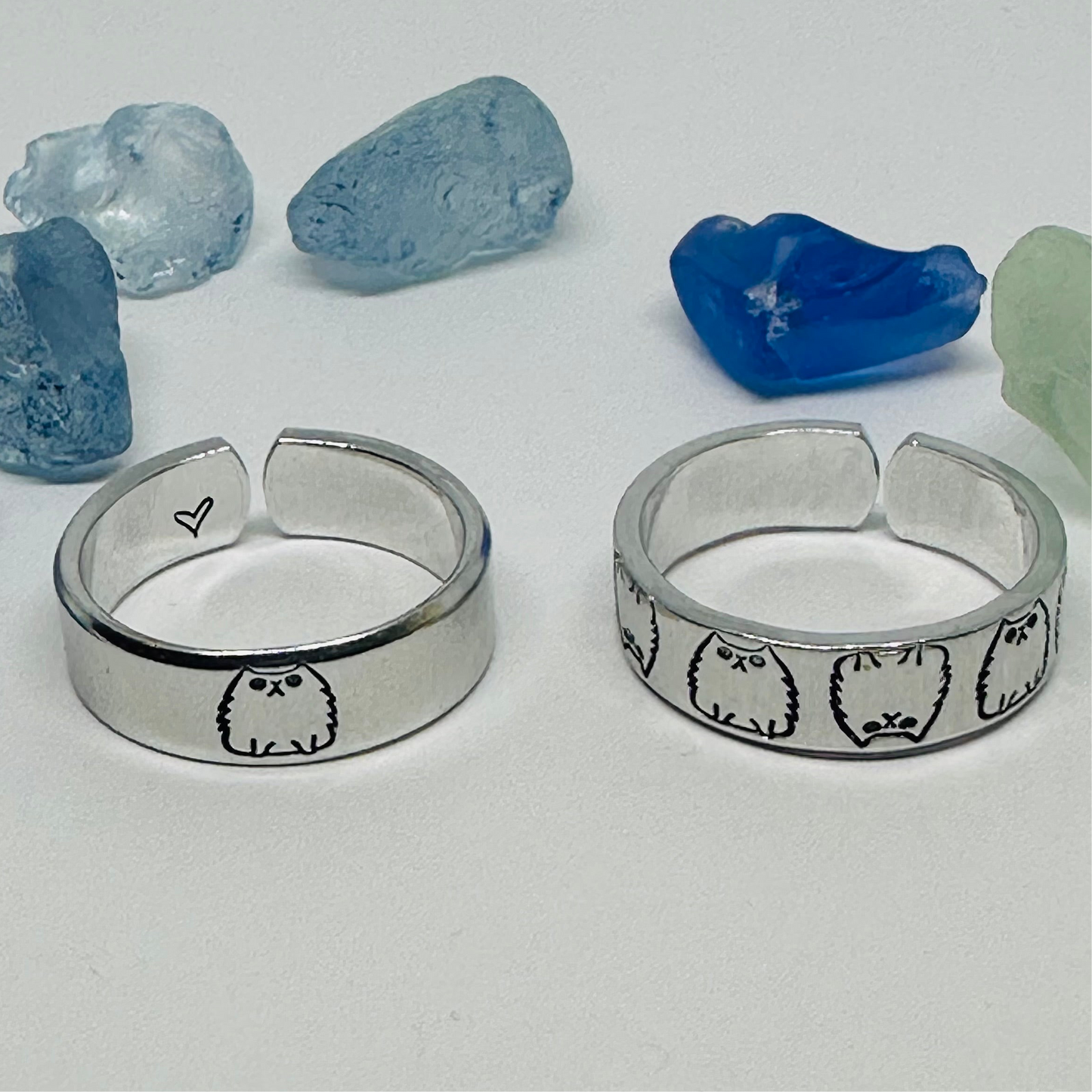 Cats Cats Cats! | Adorable Hand-Stamped Metal Cat Design Rings - Adjustable & Unique Feline Lover Gift