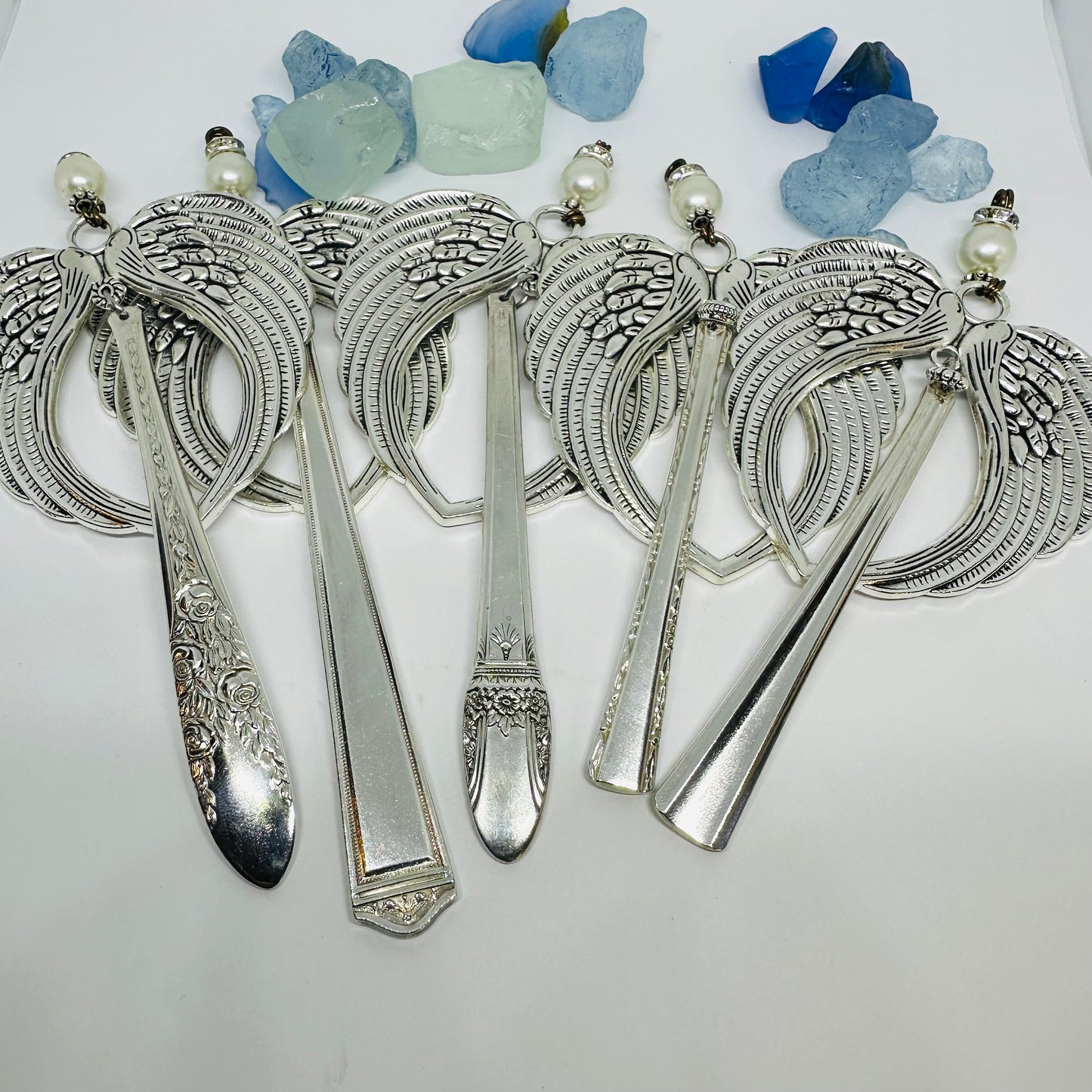Angel Ornaments and Pendants made with Vintage Silverware
