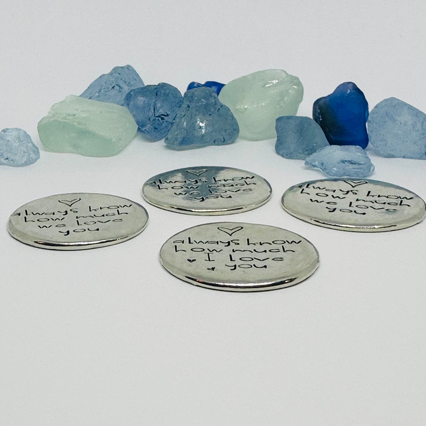 Custom Order for Heather - Hand Stamped Pewter Pocket Stones