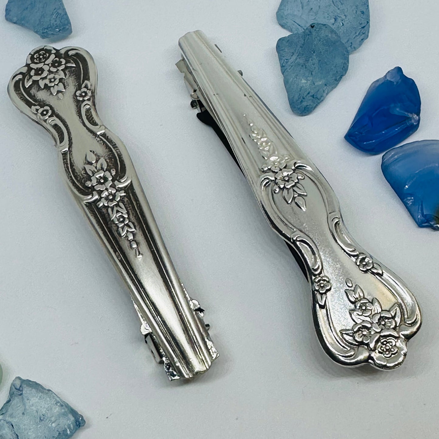 Handcrafted Vintage Silverware Hair Barrettes - Unique Patterns & Two Sizes Available
