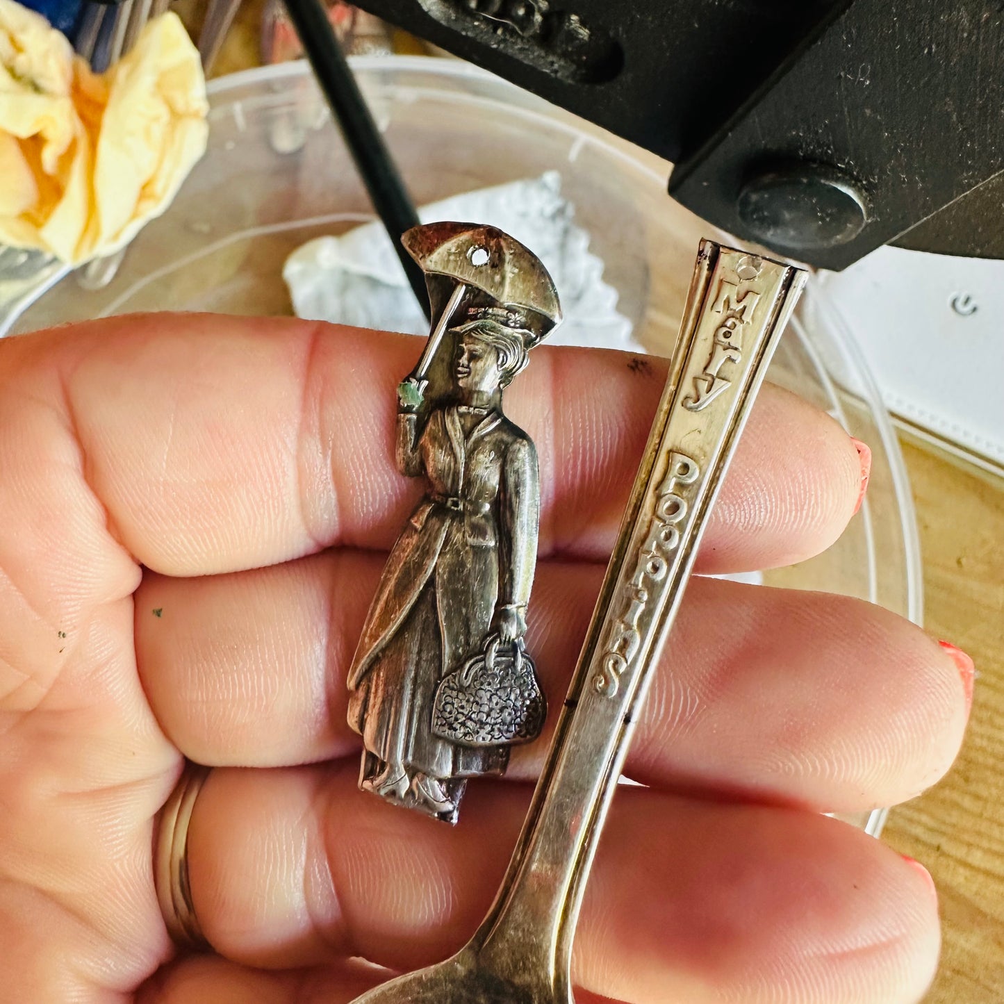 Mary Poppins Vintage Earrings | Collectible Spoon Silverplate 1964 | Up-Cycled | Antique