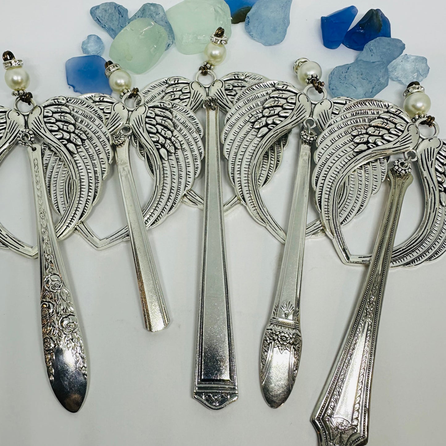 Angel Ornaments and Pendants made with Vintage Silverware