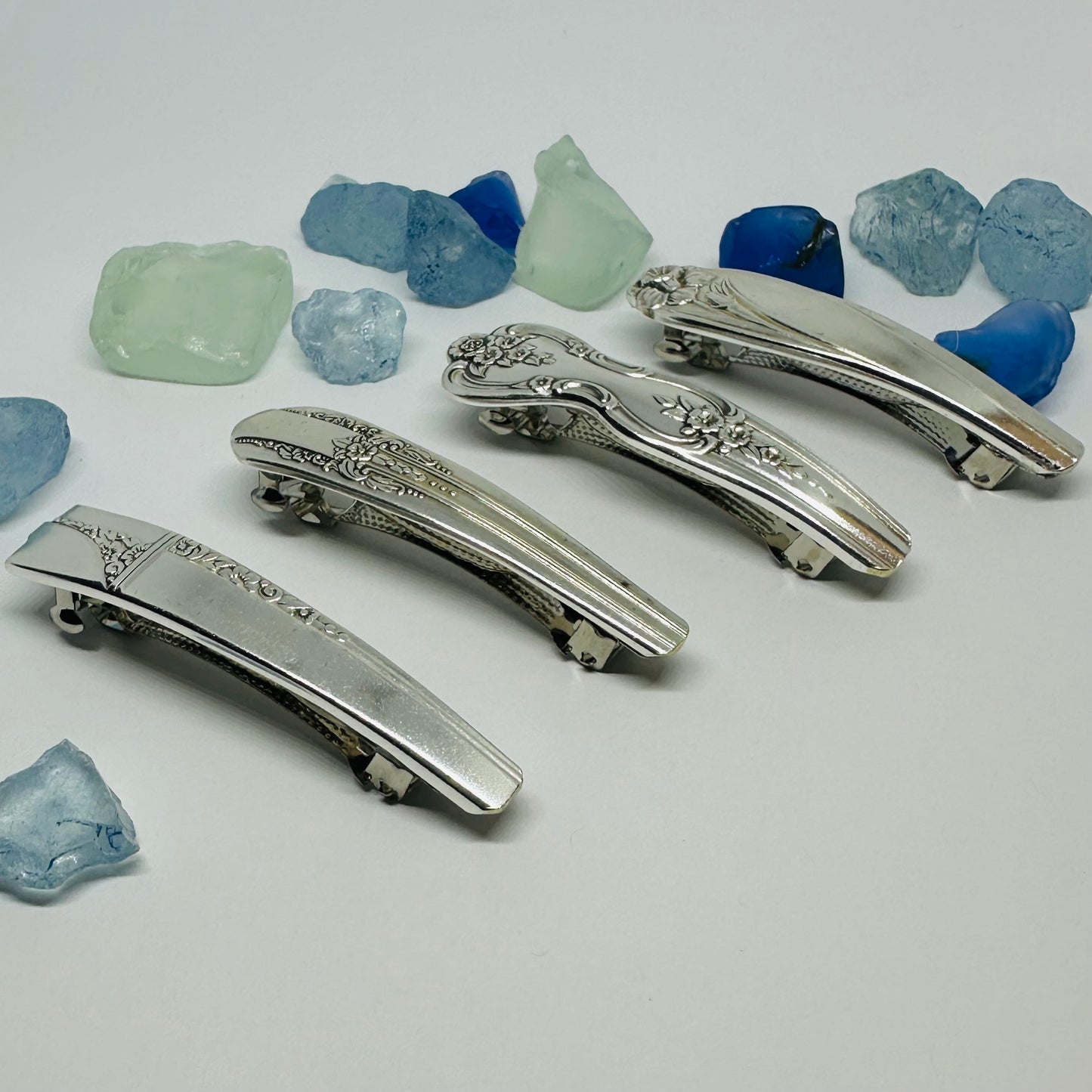 Handcrafted Vintage Silverware Hair Barrettes - Unique Patterns & Two Sizes Available
