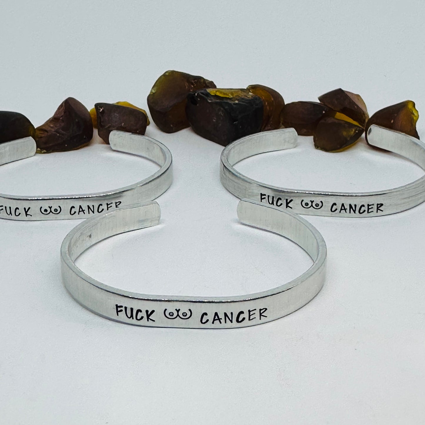 Fuck (.)(.) Cancer - Hand Stamped Cuff Bracelet