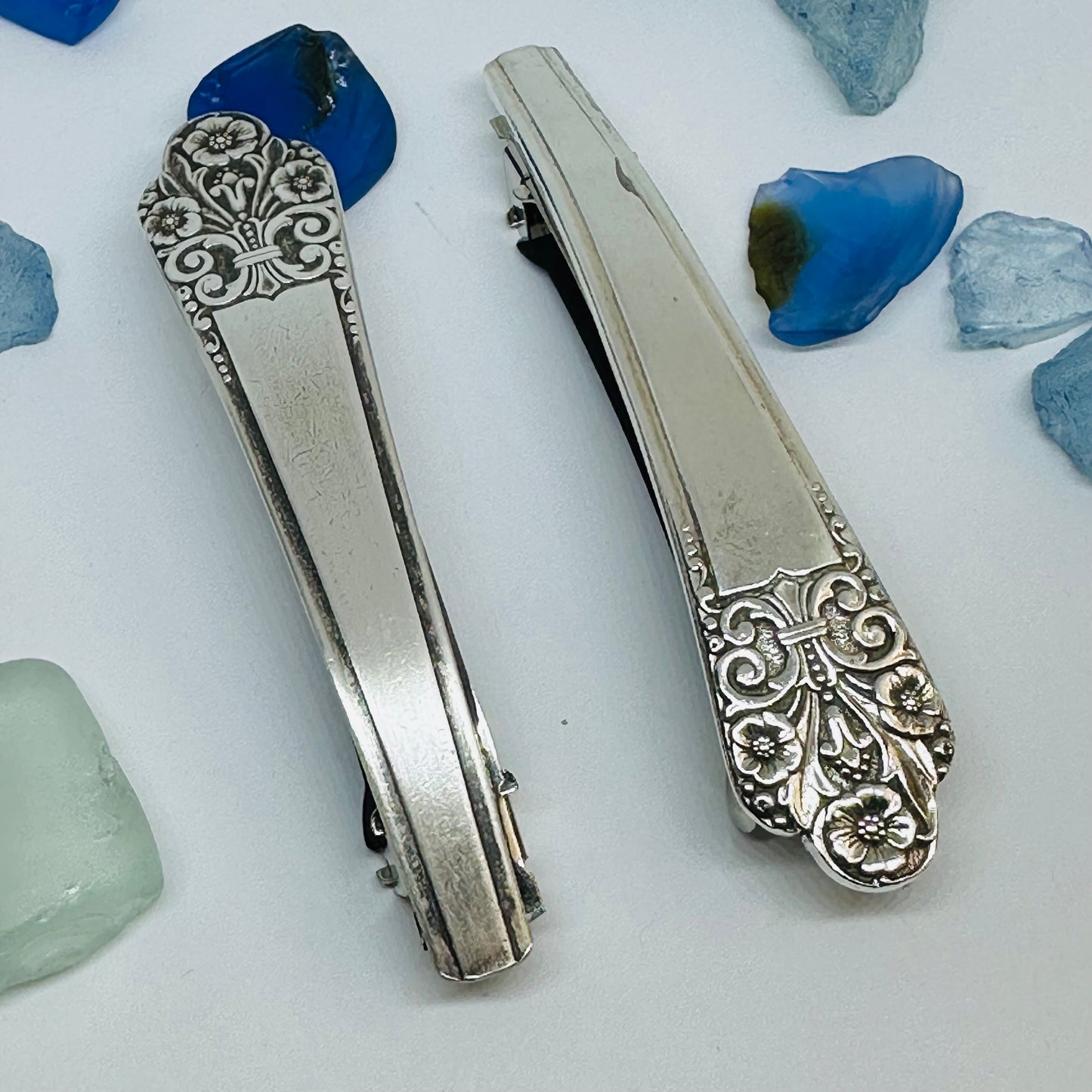 Handcrafted Vintage Silverware Hair Barrettes - Unique Patterns & Two Sizes Available