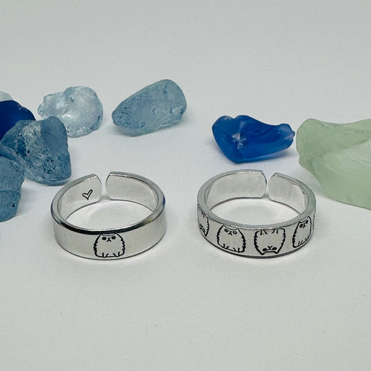 Cats Cats Cats! | Adorable Hand-Stamped Metal Cat Design Rings - Adjustable & Unique Feline Lover Gift
