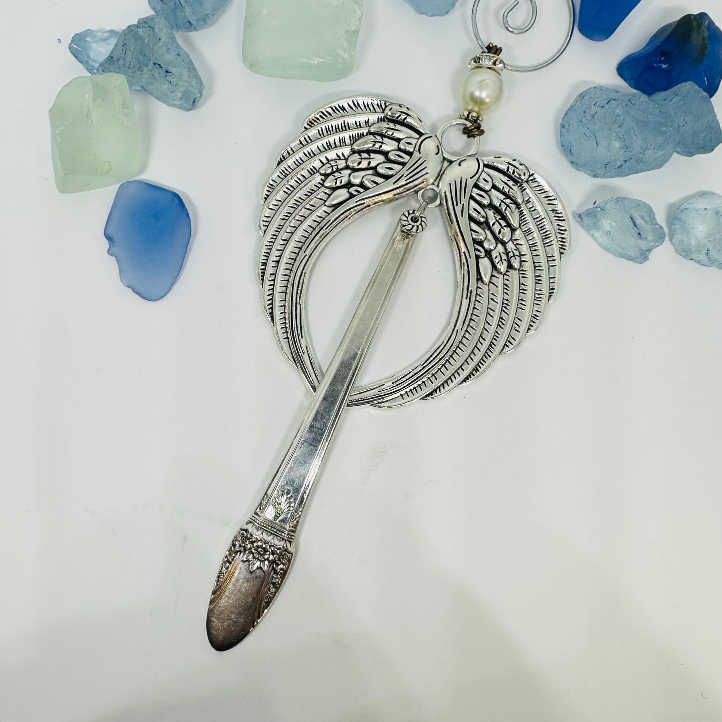 Angel Ornaments and Pendants made with Vintage Silverware