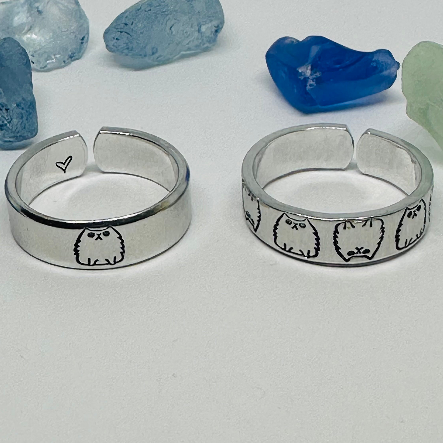 Cats Cats Cats! | Adorable Hand-Stamped Metal Cat Design Rings - Adjustable & Unique Feline Lover Gift