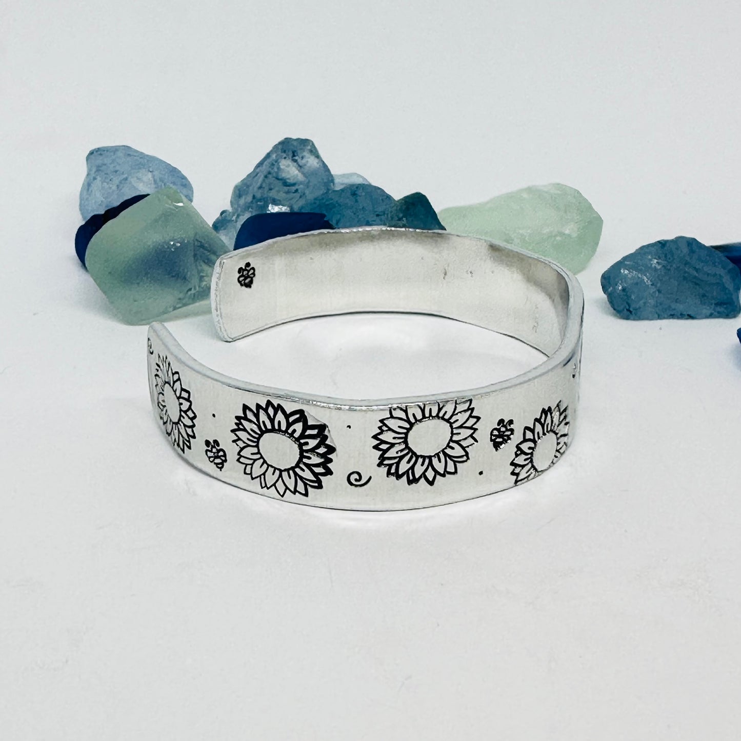 Sunflowers - Hand Stamped Cuff Bracelet