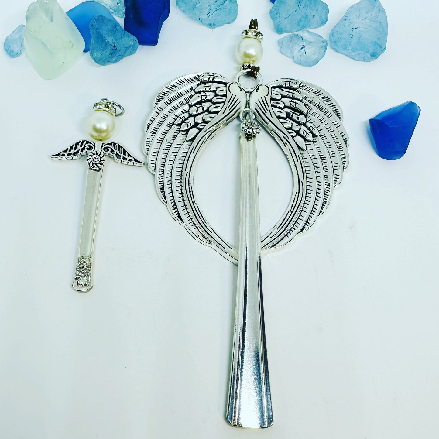 Angel Ornaments and Pendants made with Vintage Silverware