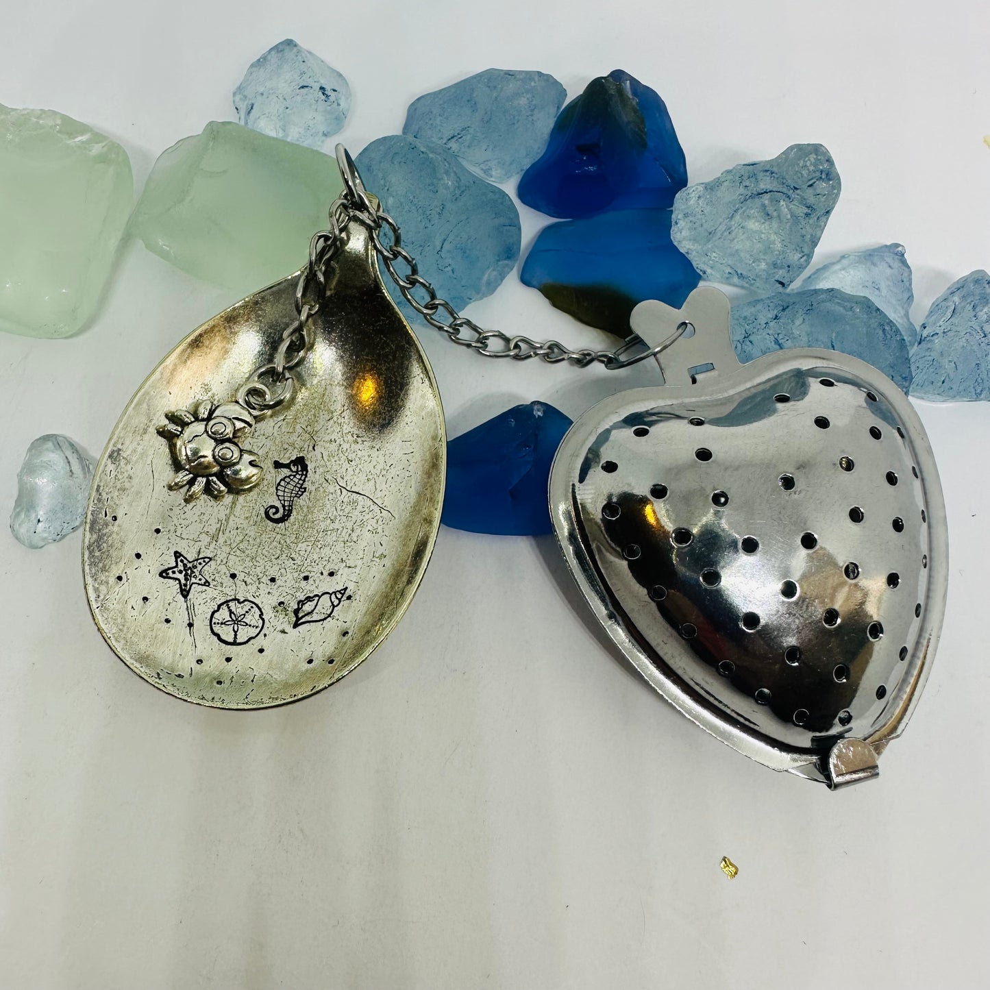 Tea Infuser with Hand Stamped Vintage Silverware Spoon Bowl