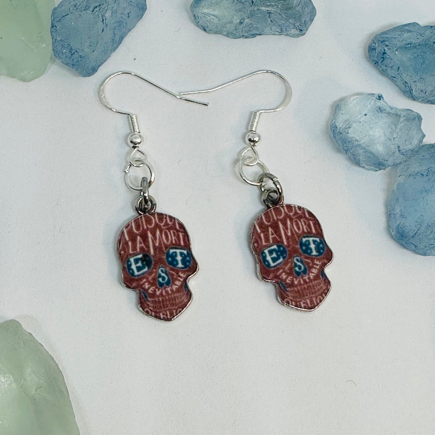 Vibrant Sugar Skull Dangle Earrings | Handcrafted Day of the Dead Inspired Jewelry