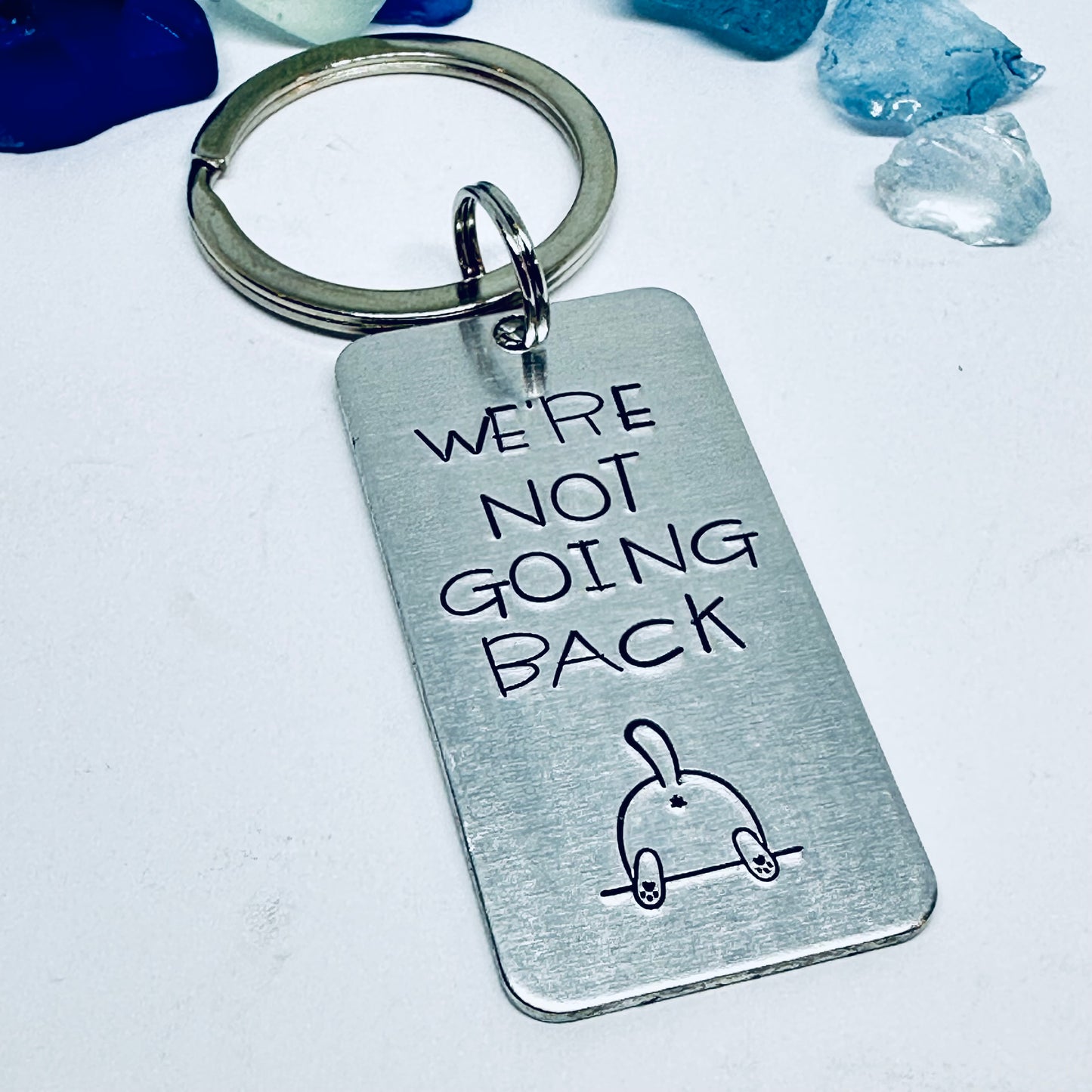 Kamala Harris Tim Walz | Democratic Nominees | Vote 2024 | Presidential Race | Cat Lady | We’re Not Going Back - Hand Stamped Keyring Keychain