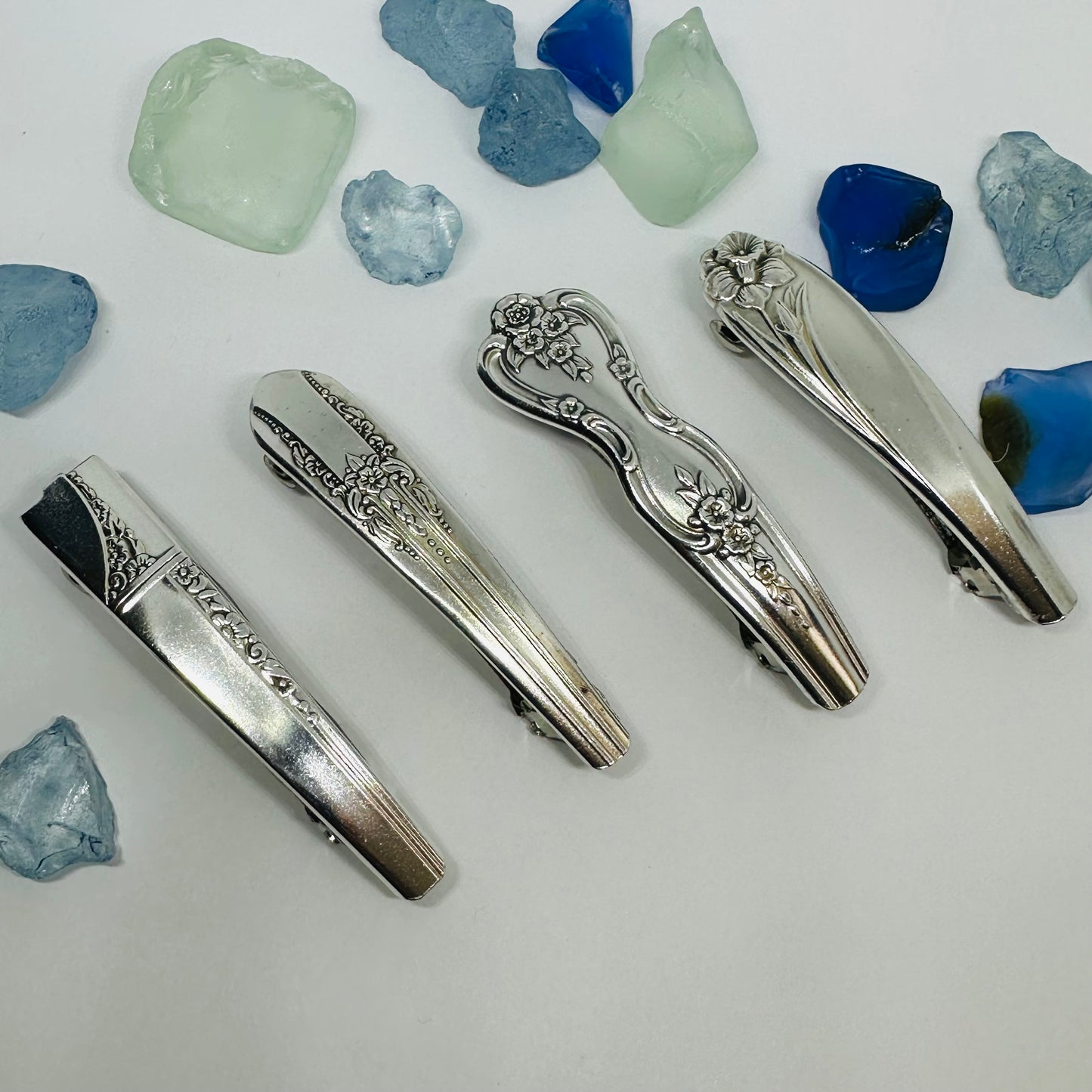 Handcrafted Vintage Silverware Hair Barrettes - Unique Patterns & Two Sizes Available