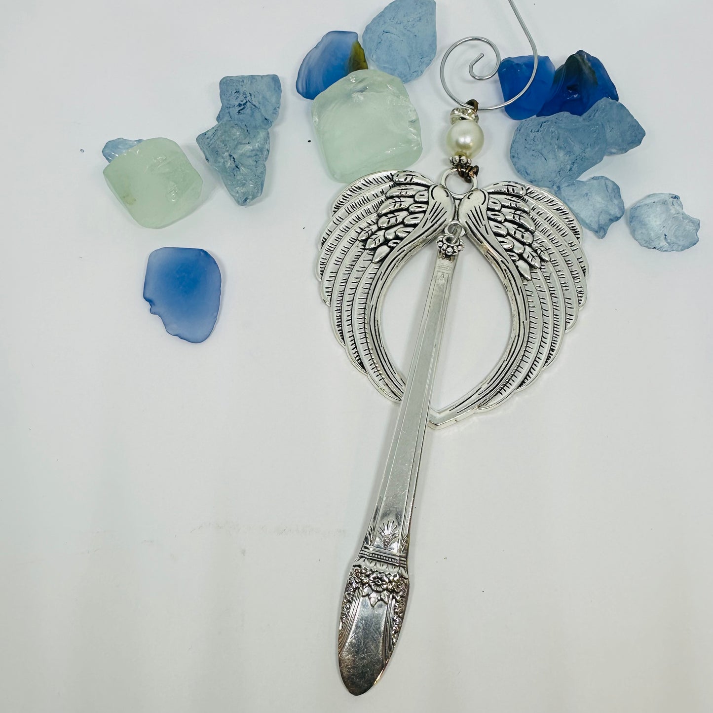 Angel Ornaments and Pendants made with Vintage Silverware