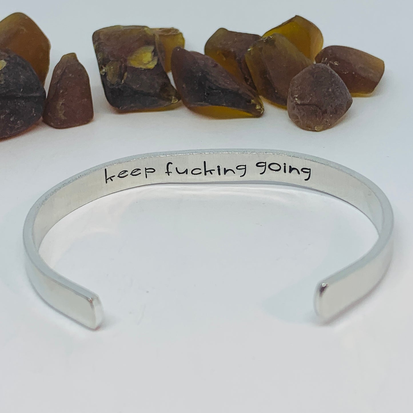 Keep Fucking Going (1/4”) - Hand Stamped Cuff Bracelet