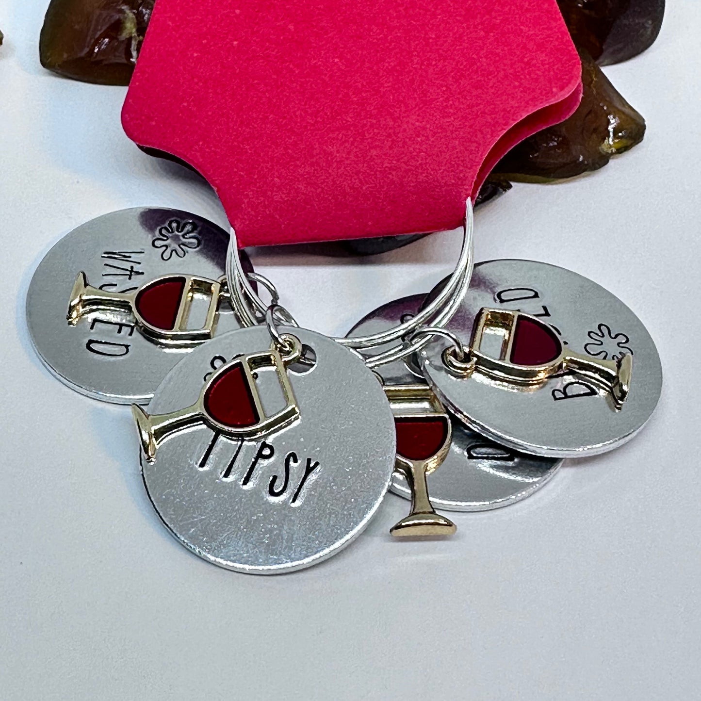 Wine Charms Set/4 | Hand Stamped | Adult Humor | Hostess Gift | Wine Lover | Girl’s Night Out