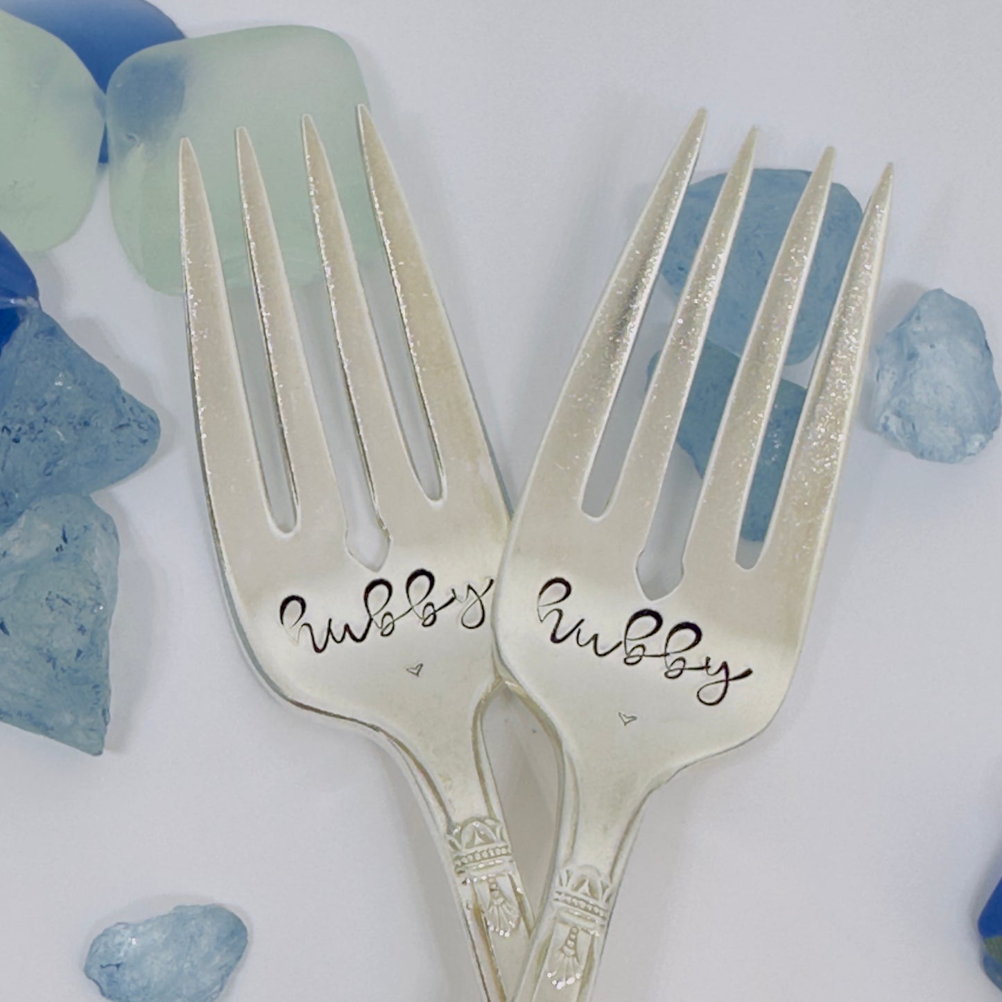 Vintage Silver Plated Hand Stamped Dessert Forks | Engagement Gift | Wedding Gift for Them | Cake Forks