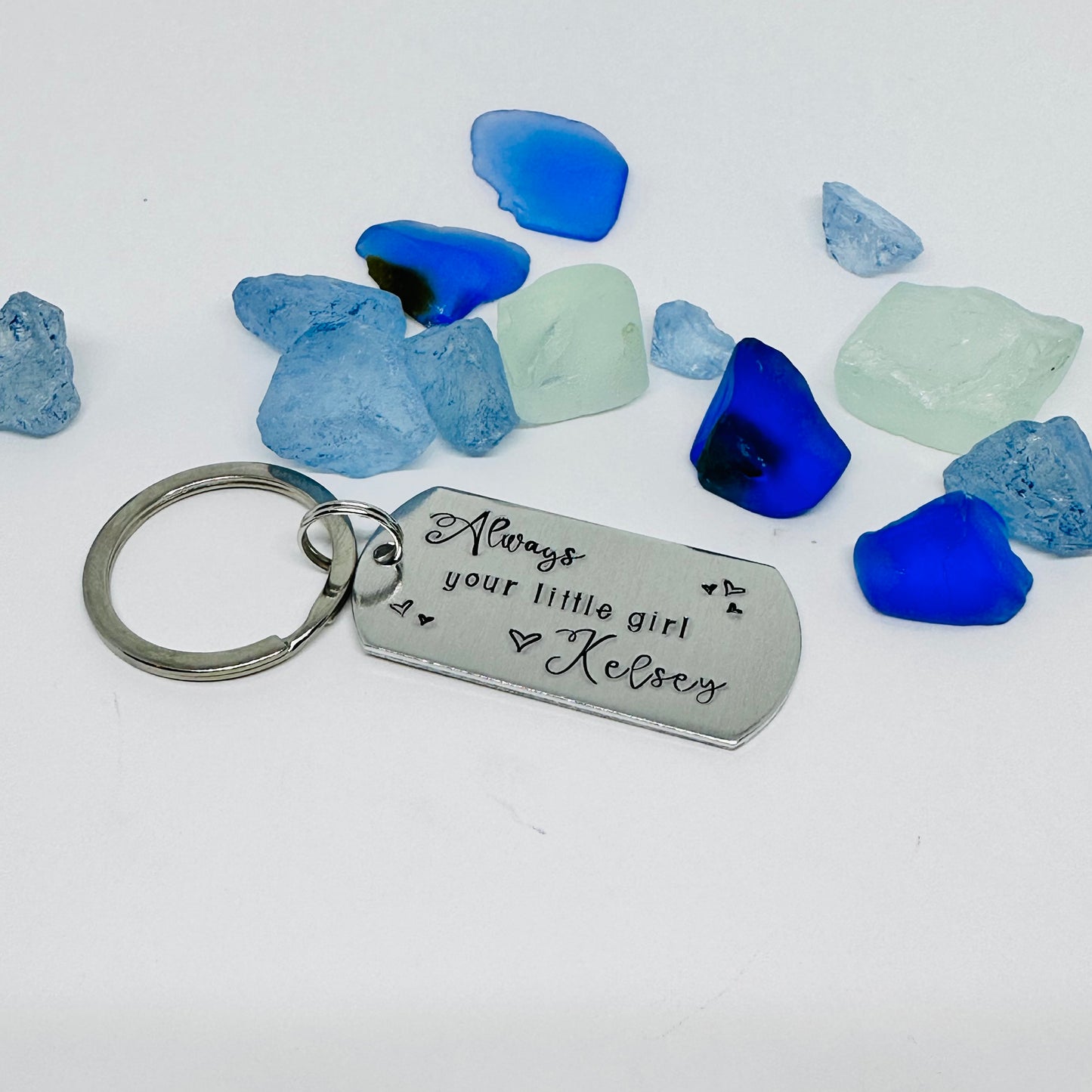Custom Order for Kelsey - Hand Stamped Metal Key Chain | Father of the Bride Gift | Always your little girl
