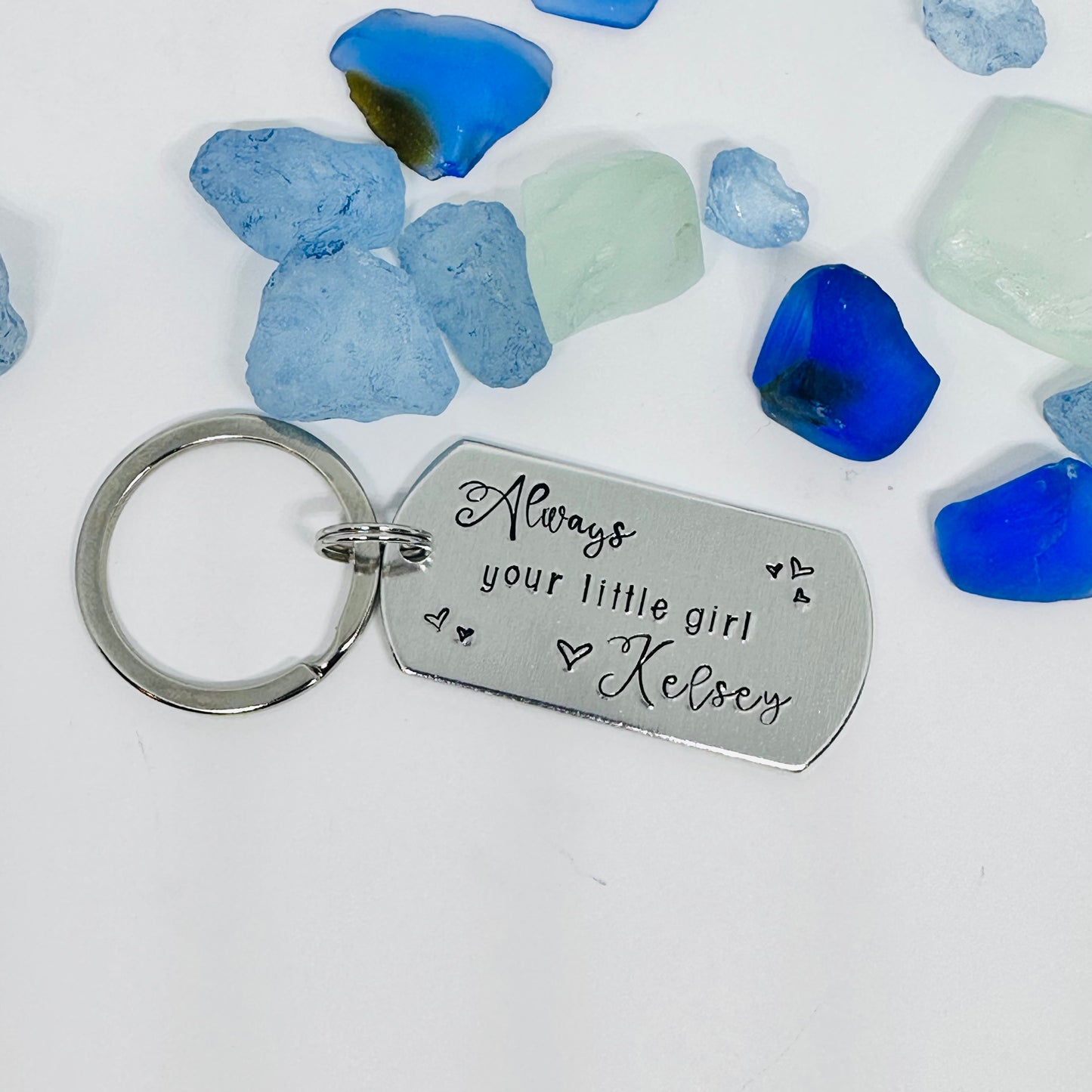 Custom Order for Kelsey - Hand Stamped Metal Key Chain | Father of the Bride Gift | Always your little girl