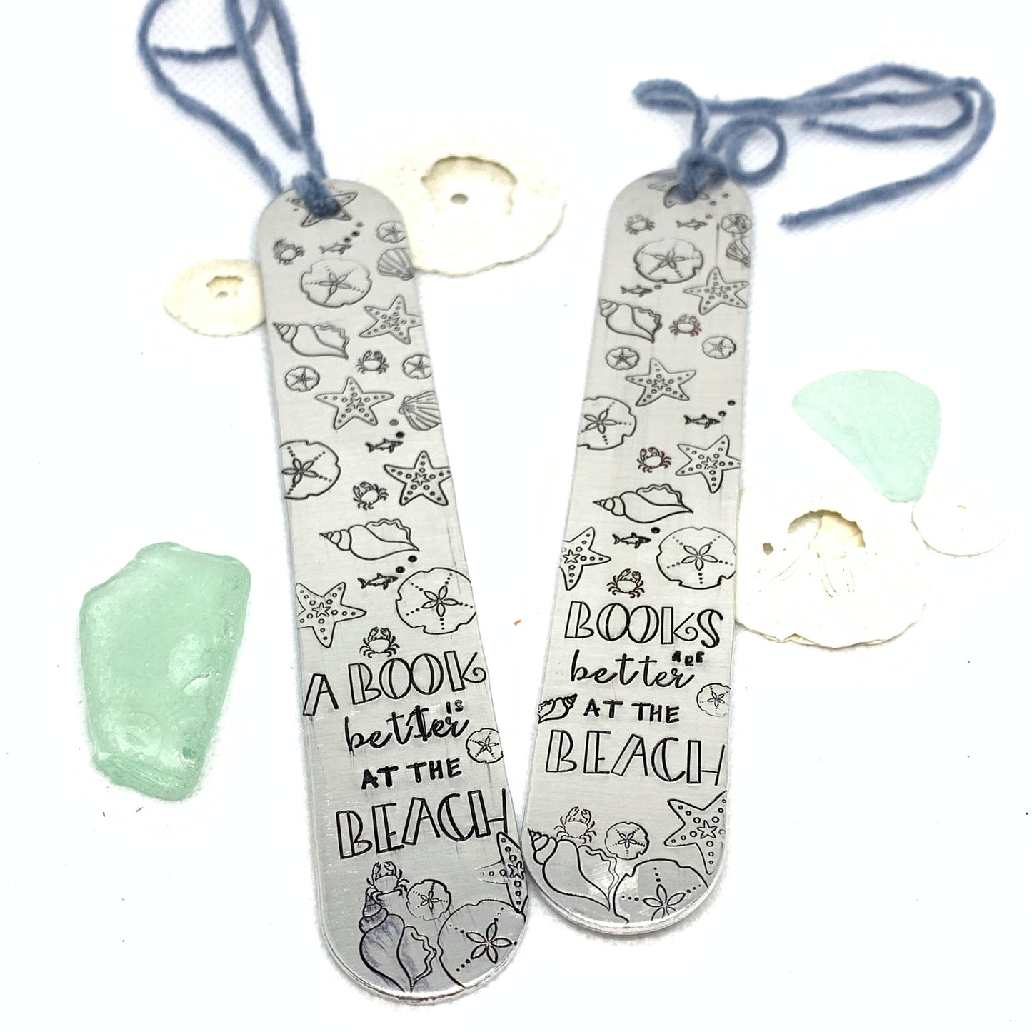 A Book is Better at the Beach - Hand Stamped Metal Bookmark