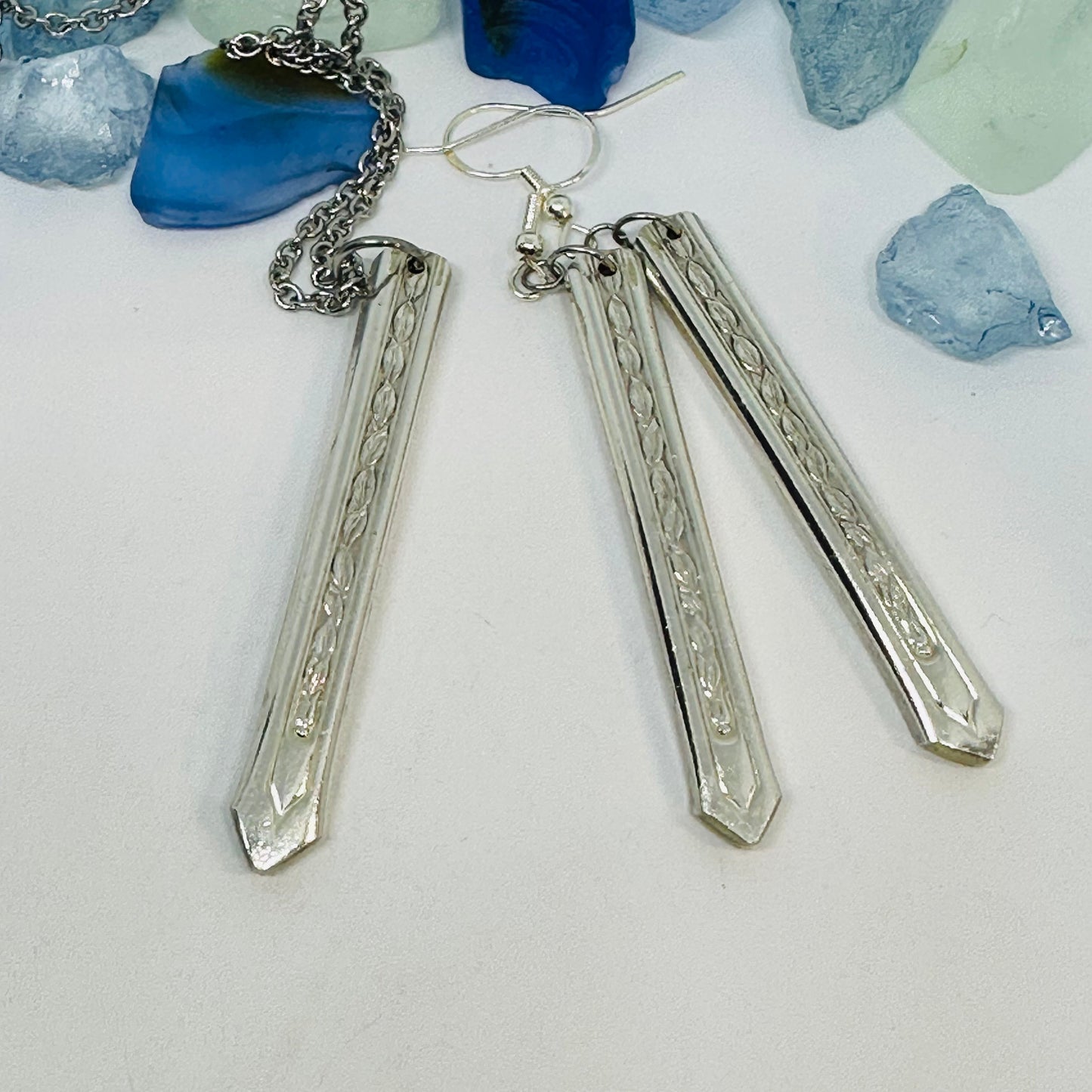 “Rose and Leaf” Vintage Pendant Necklace | Silverplate 1937 | Up-Cycled | Antique