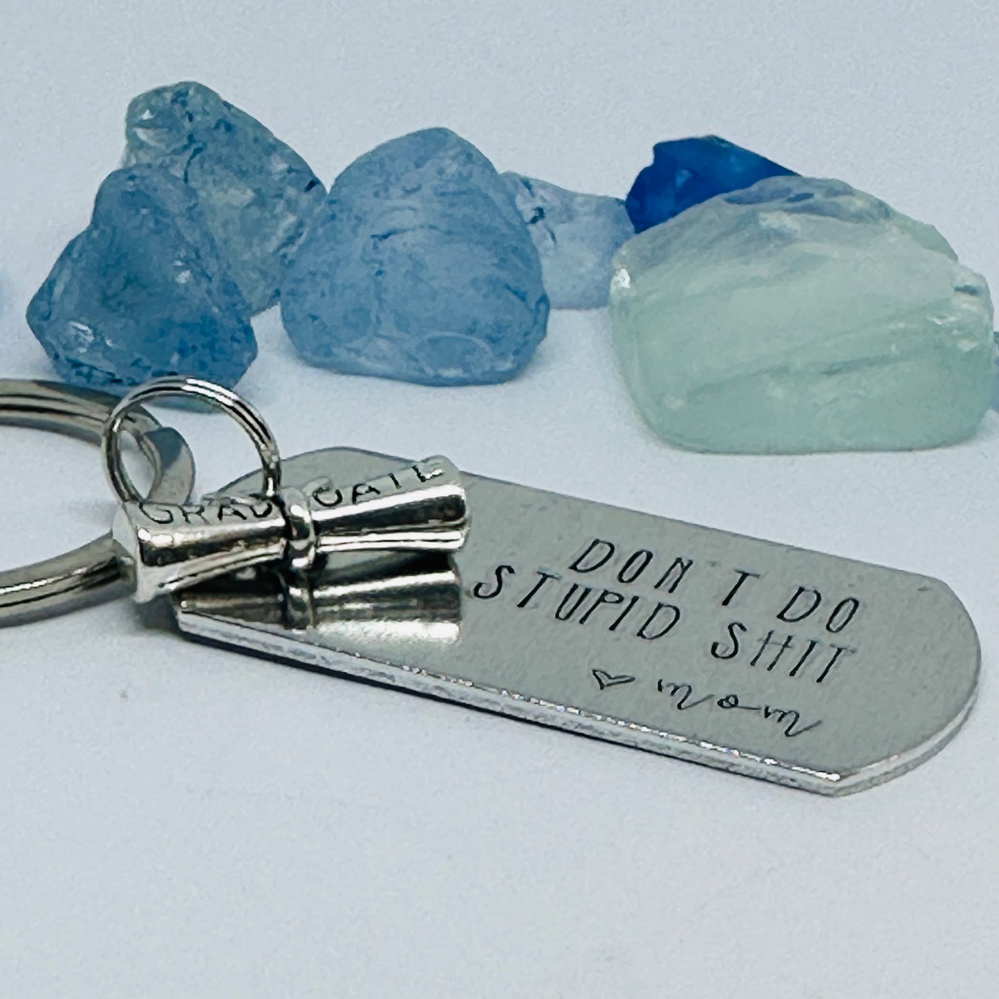 Don’t Do Stupid Shit Love Mom| Hand Stamped Metal Keyring | Drive Safe Gift from Parents | Teenager Keychain Gift | Graduate Gift Idea