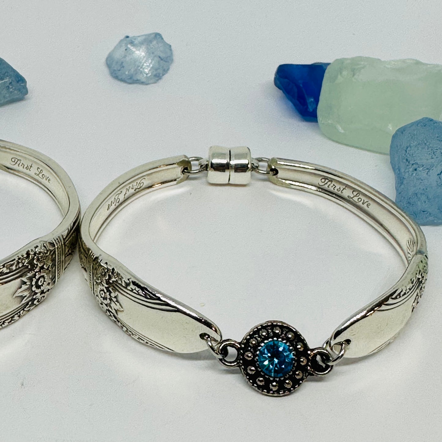 “First Love” with Charm 1847/1937 Spoon Bracelet | Vintage Silverware | International Silver | Up-Cycled | Silverware | Antique