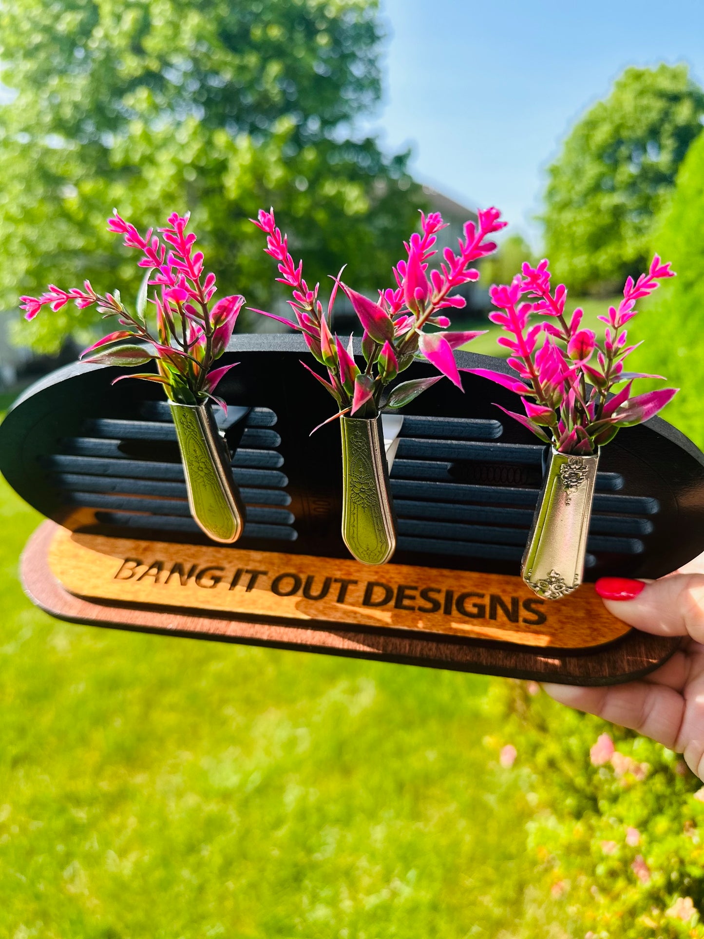 Vintage Silverware Car Vent Bud Vase | Silverplate Essential Oils Flowers | Up-Cycled Antique