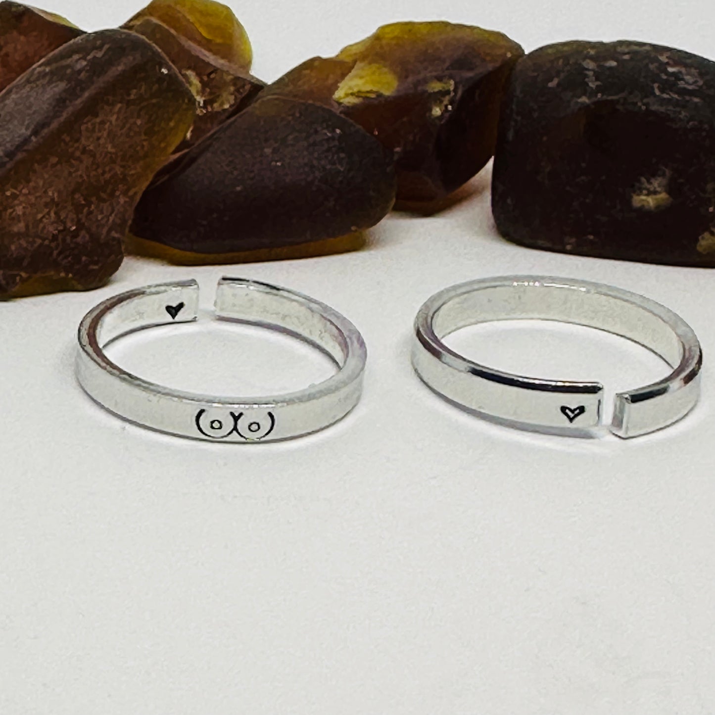 Boobs Design Mini Stacking Adult Ring | Statement Ring | Stamped Metal Boobies Ring | Stacking Stamped Metal Ring | Stamped Metal Bewbies