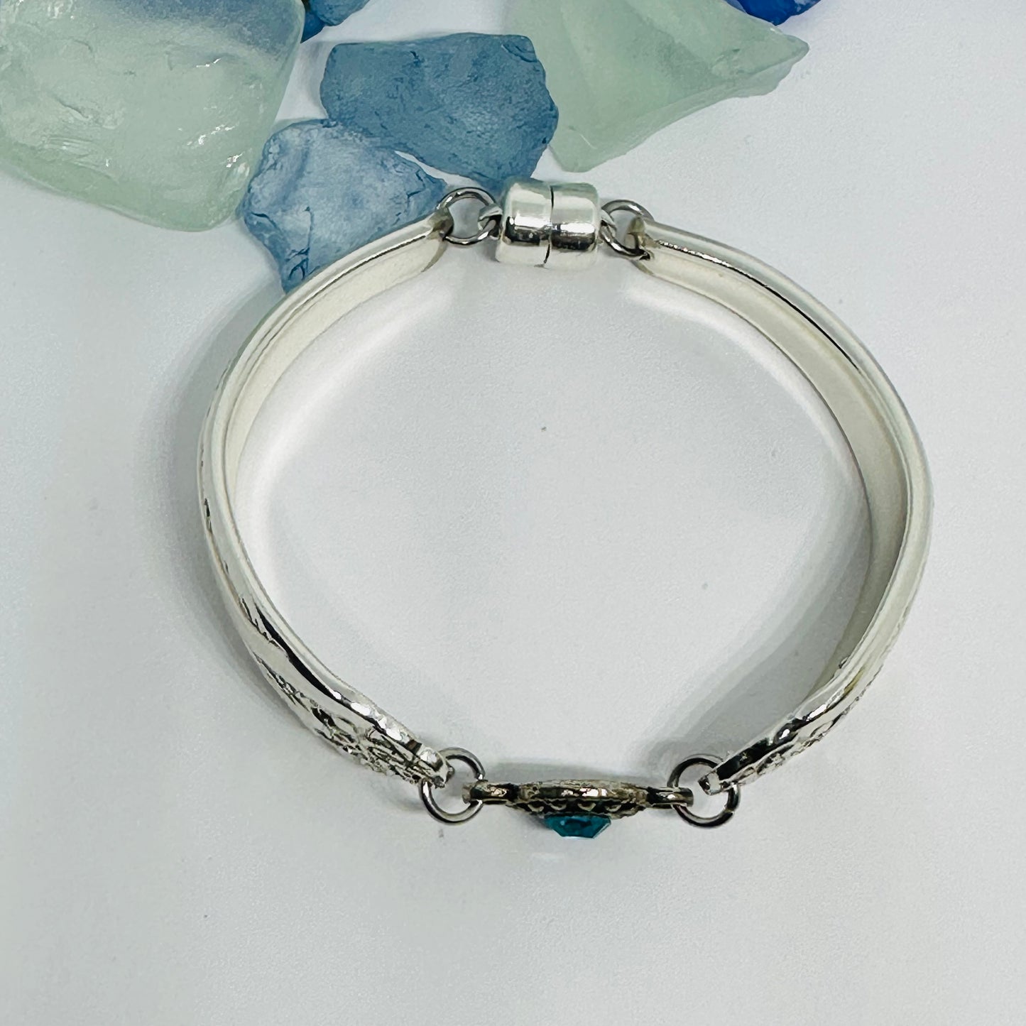 “Lovely Lady” with Charm - 1937 Spoon Bracelet | Vintage Silverware | Holmes and Edwards | Up-Cycled Antique Silverware Spoon Bracelet