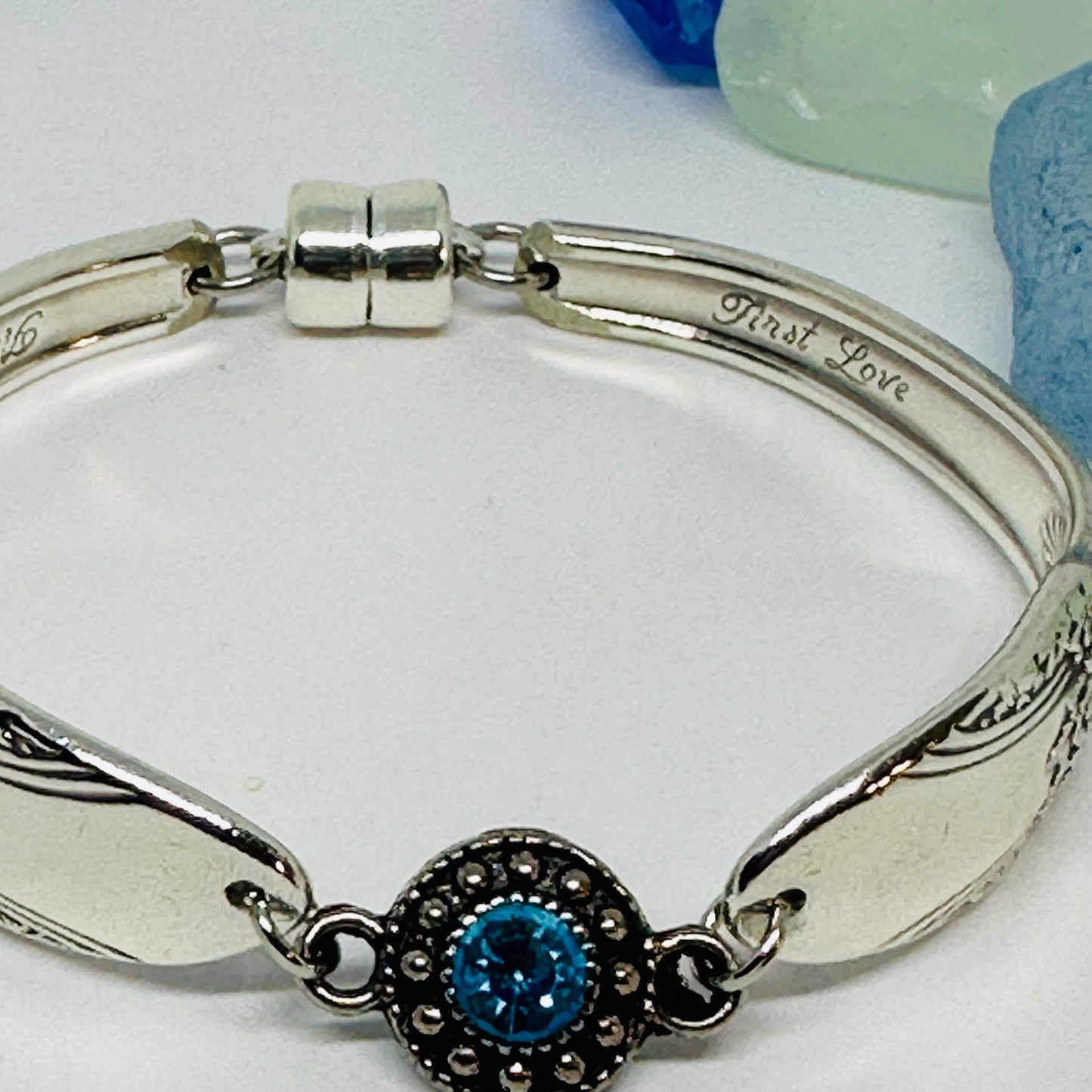“First Love” with Charm 1847/1937 Spoon Bracelet | Vintage Silverware | International Silver | Up-Cycled | Silverware | Antique