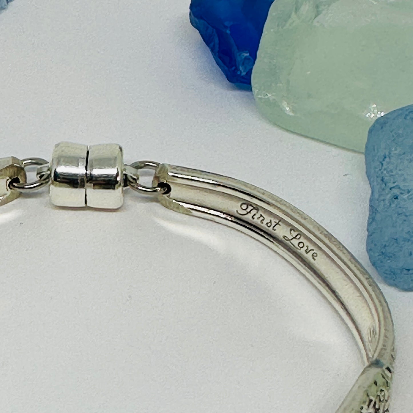 “First Love” with Charm 1847/1937 Spoon Bracelet | Vintage Silverware | International Silver | Up-Cycled | Silverware | Antique