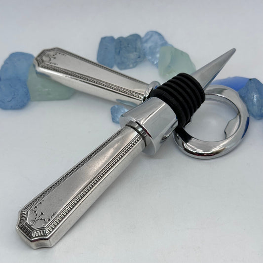 "Adam” Vintage Silverware Bottle Stopper | Silverplate 1917 | Up-Cycled Wine Stopper | Silverware Bottle Closure | Antique Knife Handle Wine Plug