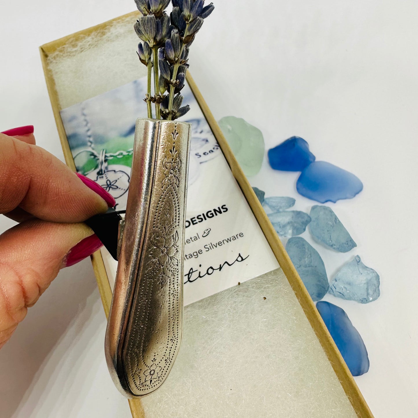 Vintage Silverware Car Vent Bud Vase | Silverplate Essential Oils Flowers | Up-Cycled Antique