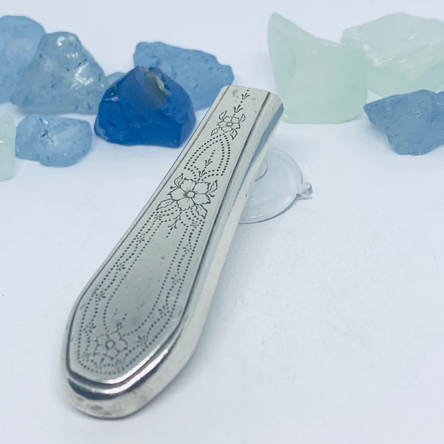 Vintage Silverware Bud Vase with Suction Cups | Silverplate Essential Oils Flowers | Up-Cycled Antique