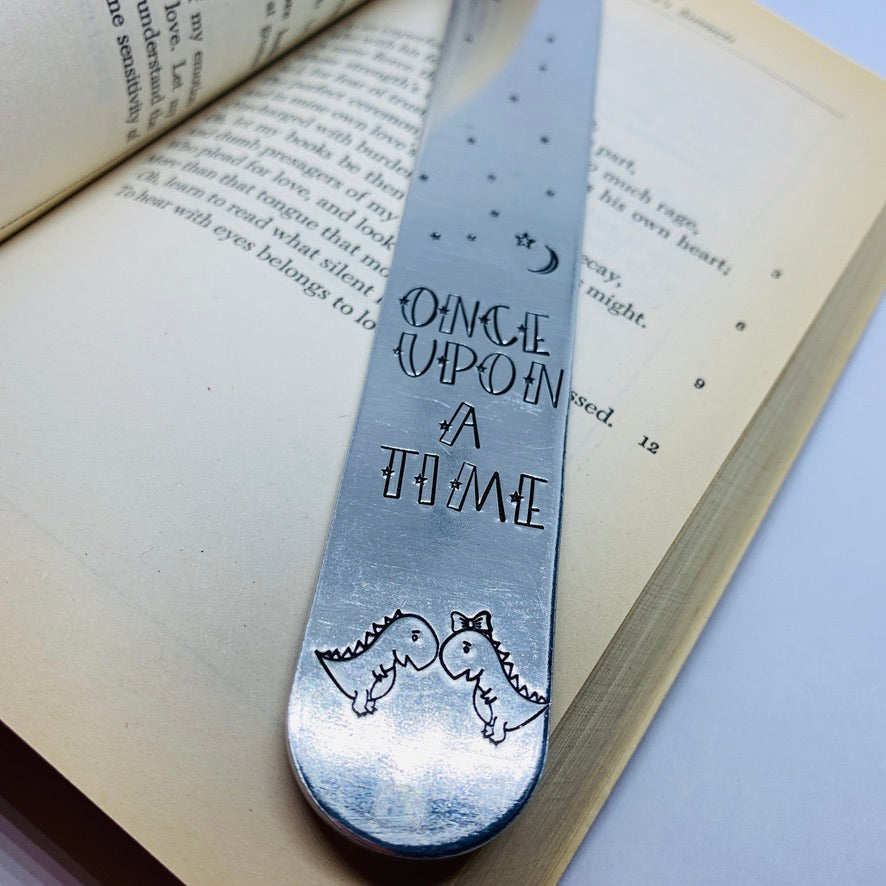 Once Upon a Time Dinos - Hand Stamped Bookmark