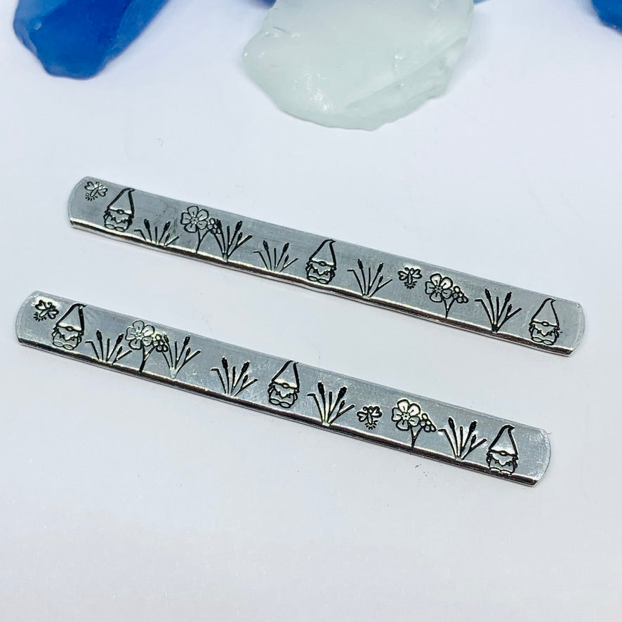 Gnome Garden Hand Stamped Ring | Gnomies Ring | Gift for Her | Gnome Ring | Garden Grass Ring | Fun unique gift | Bees Grasses Fireflies