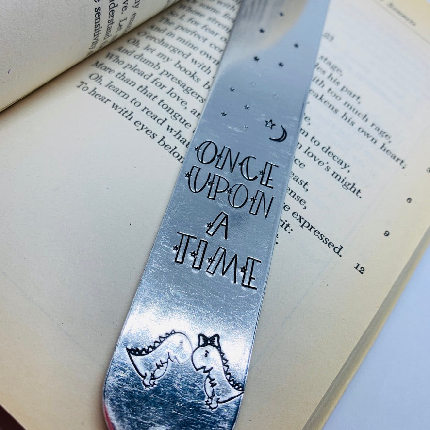 Once Upon a Time Dinos - Hand Stamped Bookmark