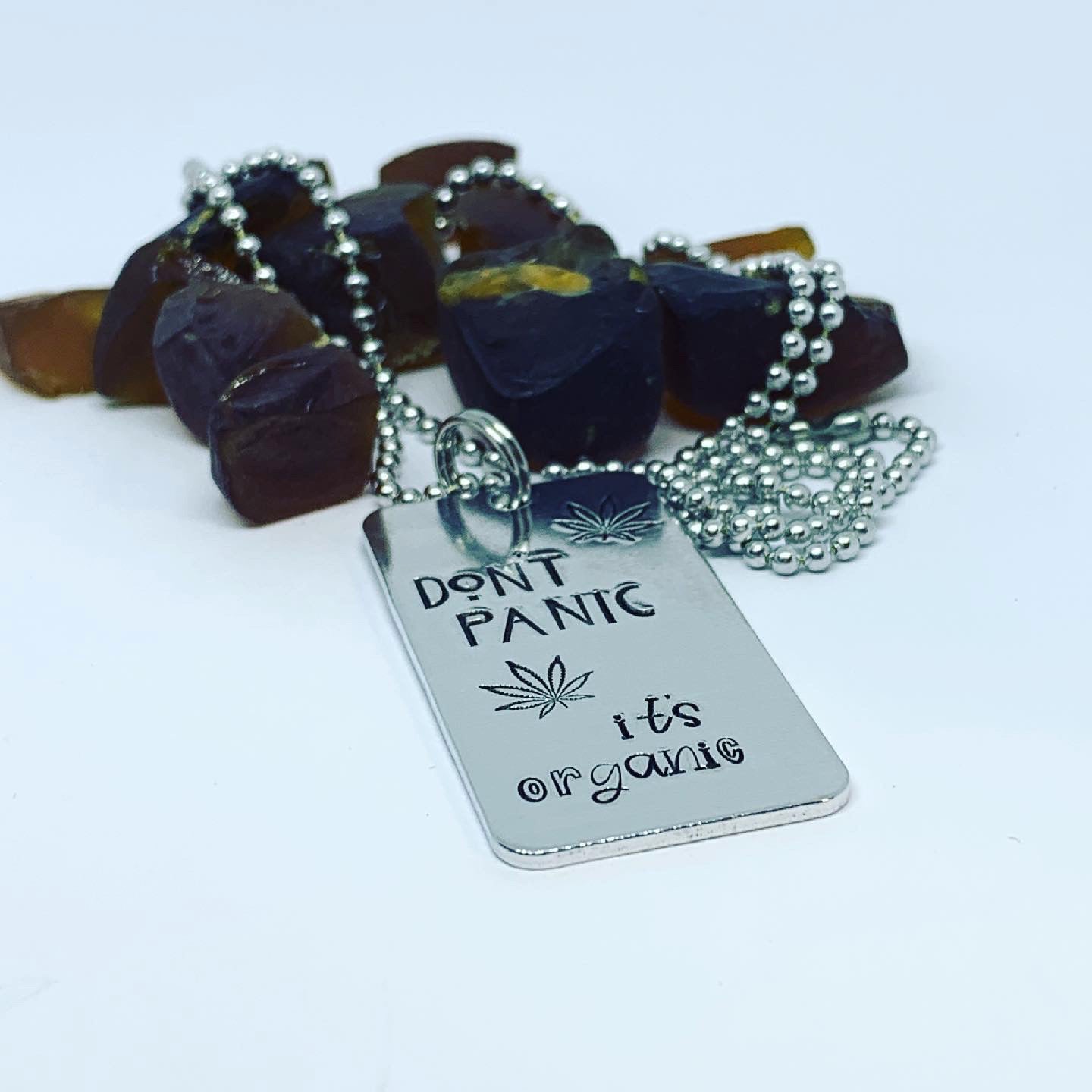 Don't Panic It's Organic Key Ring | Necklace | Earrings | Hemp | Marijuana | Hand Painted | Pot Leaf | Let It Go | CBD