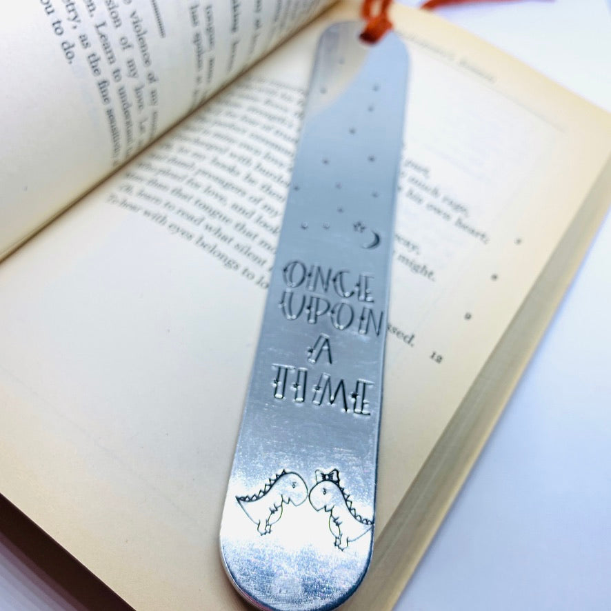 Once Upon a Time Dinos - Hand Stamped Bookmark