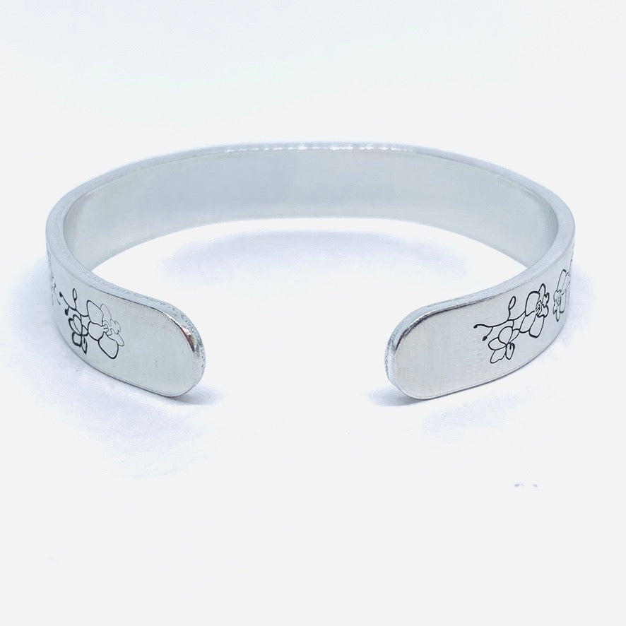 Orchids - Hand Stamped Cuff Bracelet