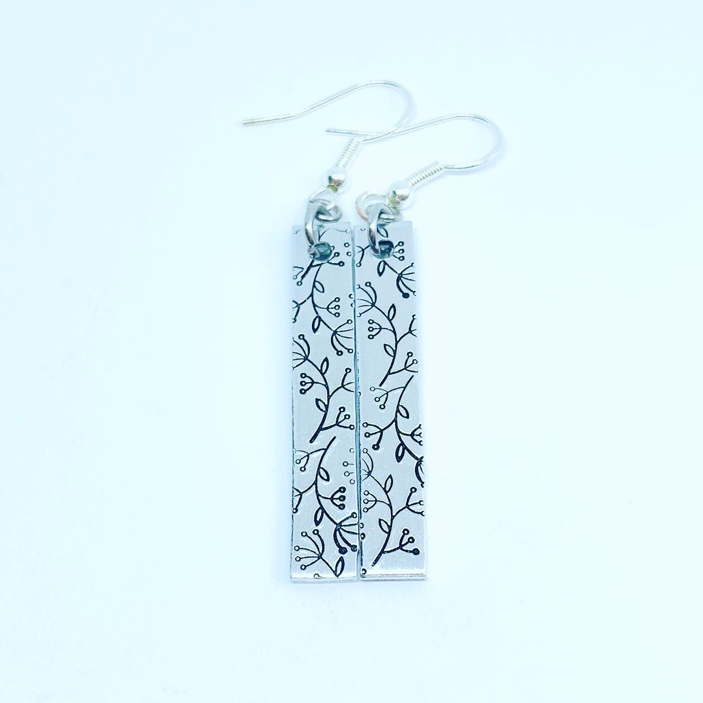 Dangling Floral - Hand Stamped Earrings