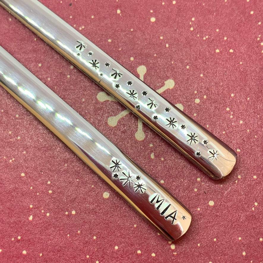 Personalized Chopsticks | Hand Stamped Stainless Steel Chopsticks | Customized Utensils | Housewarming Gifts for Couples