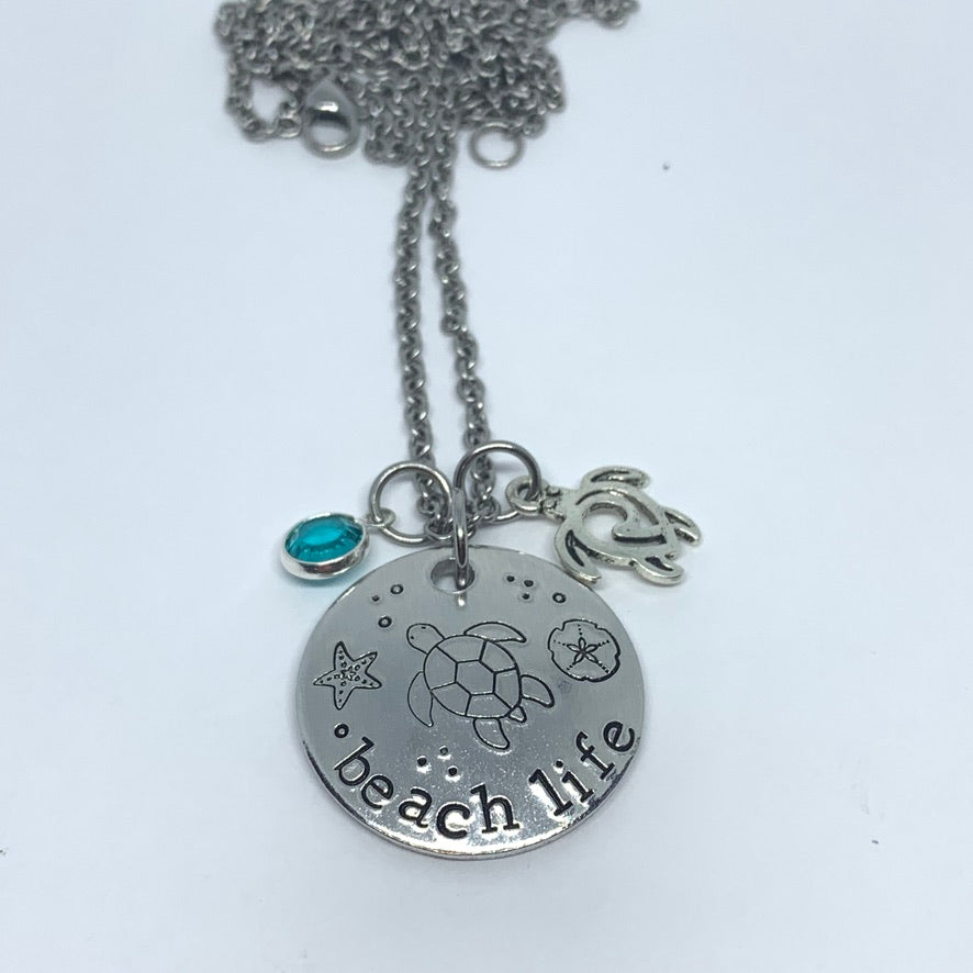 Beach Life - Hand Stamped Necklace